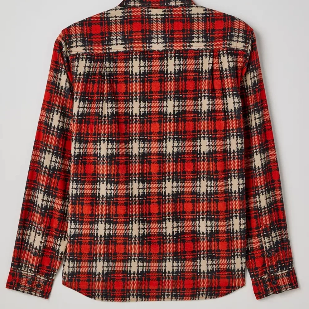 Urban Outfitters BDG Evan Red Black Plaid Corduroy Shirt 100% Cotton Lar…